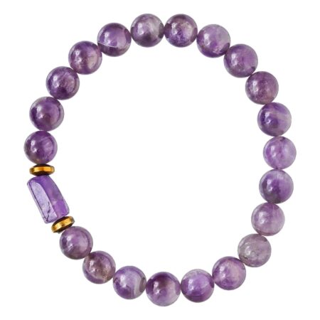 Amethyst Tumbler Bracelet for Women Men's Gifts - Protection Healing Crystal Bracelet - 8mm Gemstone Beaded Adjustable